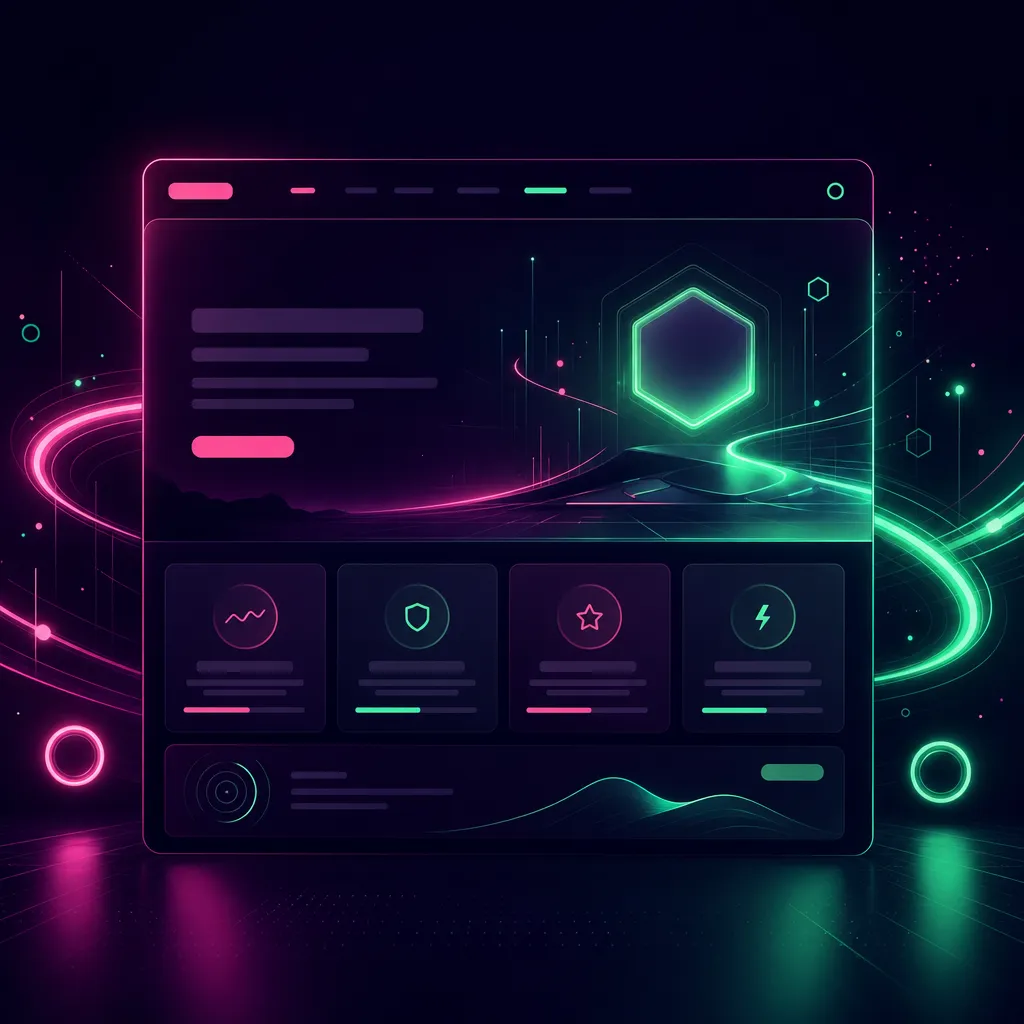 Visual antarmuka portal resmi jackpot338 berdesain neon modern